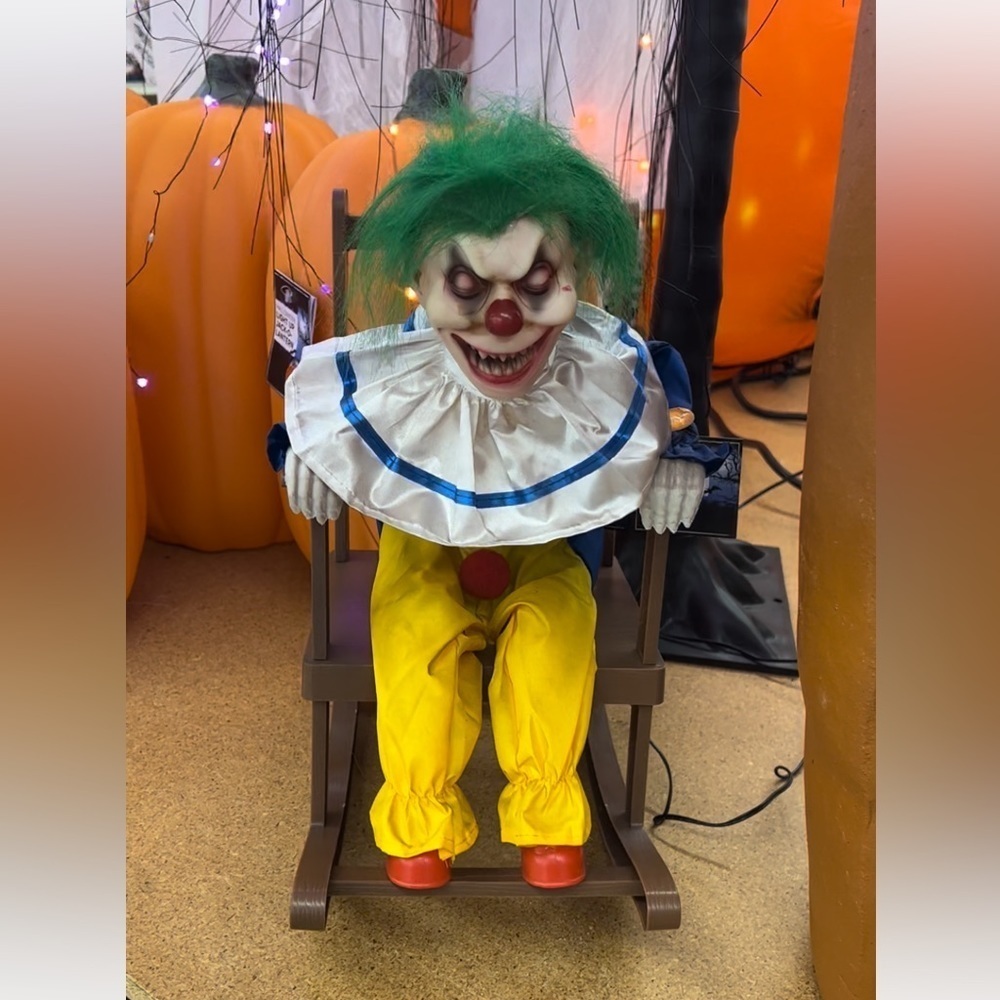 Halloween Scary Talking Rocking Chair Clown Animated Prop